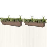 VidaXL Trapezium balkon plantenbak 80 cm rattan bruin 2 st