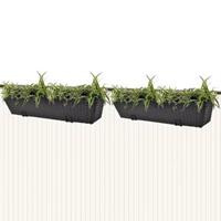 VidaXL Trapezium balkon plantenbak 80 cm rattan zwart 2 st