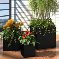 vidaXL Garten-Hochbeet 3-tlg. Poly Rattan  Schwarz