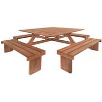 Tuinbankje.nl Picknicktafel vierkant hardhout