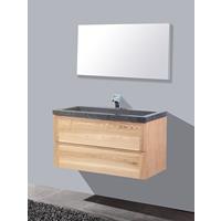Lambinidesigns Wood Stone badkamermeubel eiken 100cm, 1 kraangat