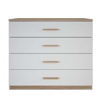 Demeyere ladekast Selena 4 lades - eikenkleur/wit - 84,7x100x41,6 cm