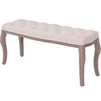 vidaXL Bank Leinen Massivholz 110 x 38 x 48 cm  Creme