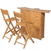 vidaXL 3-tlg. Bistro-Set mit Klappstühlen Massivholz Teak Braun