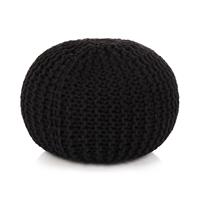 vidaXL Handgestrickter Pouf Baumwolle 50 x 35 cm  Schwarz