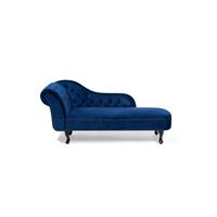 Beliani Chaiselongue fluweel blauw linkszijdig NIMES