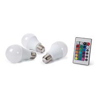 perel SET MET 3 LEDLAMPEN - 7.5 W - E27 - RGB& WARMWIT