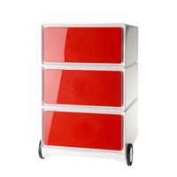 PAPERFLOW Rollcontainer , easyBox, , 3 Schübe, weiß / rot