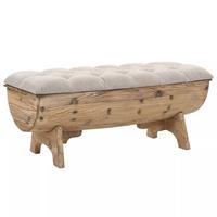 vidaXL Aufbewahrungsbank Massivholz und Stoff 103 x 51 x 44 cm Creme