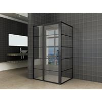 Mueller Skyline douchecabine 100x80 met nisdeur mat zwart anti-kalk