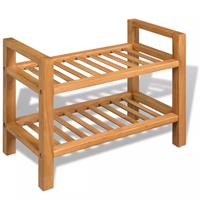 Schoenenrek met 2 planken massief eikenhout 49,5x27x40 cm