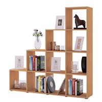 VCM Regal Treppenregal Raumteiler Stufenregal 10 Fächer Bücherregal Standregal, buche