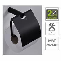 Boss&wessing AQS Toiletrolhouder Mia Met Klep Mat Zwart 