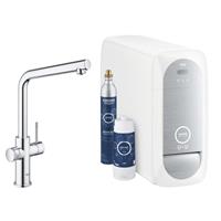 Grohe Blue Home 1-gats keukenkraan met L-uitloop starterkit Chilled & Sparkling, chroom