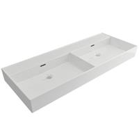 Wastafel Dubbel  Cloud Zonder Kraangat 120x46,6 cm met Overloop Wit