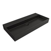 Wastafel  Cloud Zonder Kraangat 100x46,6 cm met Overloop Mat Zwart