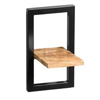 Leen Bakker Wandplank Bart - zwart/naturel - 35x20x25 cm