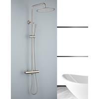 saniclear Exclusive volledig 304 RVS regendouche opbouw 30cm met staafhanddouche