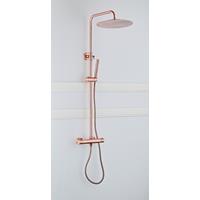 saniclear Copper opbouw regendouche 30cm met thermostaatkraan en staafhanddouche koperkleurig