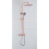 saniclear Copper opbouw regendouche 30cm met thermostaatkraan en 3 standen handdouche koperkleurig