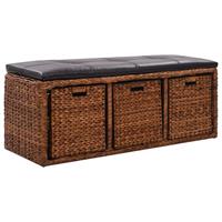 vidaXL Sitzbank mit 3 Körben Seegras 105×40×42 cm  Braun