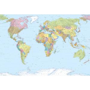 World Map Vlies Fotobehang 368x248cm