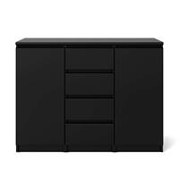 Leen Bakker Dressoir Naia - mat zwart - 90,7x120,6x50 cm