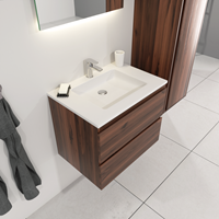 Sanigoods Sally badkamermeubel 60cm donker eiken met Solid Surface wastafel rechthoek