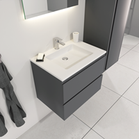 Sanigoods Sally badkamermeubel 60cm grijs mat met Solid Surface wastafel rechthoek