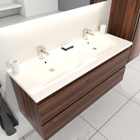 Sanigoods Sally badkamermeubel 120cm donker eiken met dubbele keramische wastafel