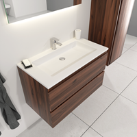 Sanigoods Sally badkamermeubel 80cm donker eiken met Solid Surface wastafel rechthoek