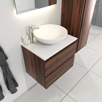 Sanigoods Sally badkamermeubel 60cm donker eiken met Solid Surface waskom rond