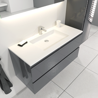Sanigoods Sally badkamermeubel 100cm grijs glans met Solid Surface wastafel rechthoek