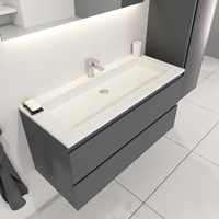 Sanigoods Sally badkamermeubel 100cm grijs mat met Solid Surface wastafel rechthoek