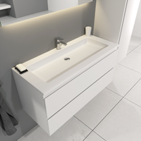 Sanigoods Sally badkamermeubel 100cm wit mat met Solid Surface wastafel rechthoek