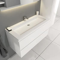 Sanigoods Sally badkamermeubel 100cm wit glans met Solid Surface wastafel rechthoek