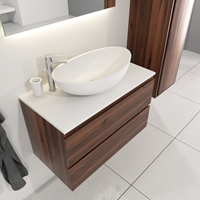 Sanigoods Sally badkamermeubel 80cm donker eiken met Solid Surface waskom ovaal