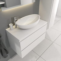 Sanigoods Sally badkamermeubel 80cm wit mat met Solid Surface waskom ovaal