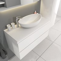 Sanigoods Sally badkamermeubel 100cm wit glans met Solid Surface waskom ovaal