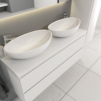 Sanigoods Sally badkamermeubel 120cm wit mat met dubbele Solid Surface waskom ovaal