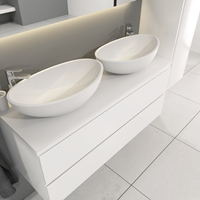 Sanigoods Sally badkamermeubel 120cm wit glans met dubbele Solid Surface waskom ovaal