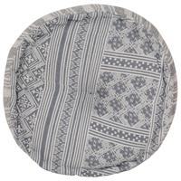 Poef met patroon handgemaakt rond 50x25 cm katoen grijs