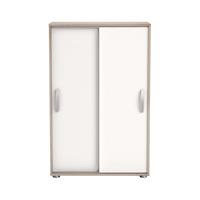 Leen Bakker Demeyere kast Nano met schuifdeuren - licht eiken/wit - 105,6x68x32,9 cm