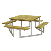 Trendyard Picknicktafel Vierkant "Twist" Geïmpregneerd Hout