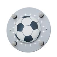 home24 Elobra Deckenleuchte Fußball 4/20 4-flammig Silber Holz LED 50x50x8 cm (BxHxT) E14