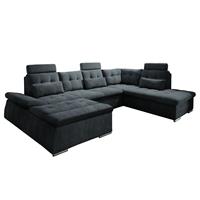 home24 Fredriks Wohnlandschaft Puntiro II Grau Microfaser 324x107x218 cm mit Schlaffunktion