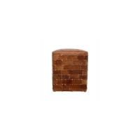 HSM Collection poef Jari - patchwork leder - vintage cognac