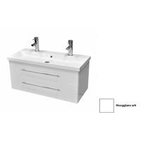 Sanicare Badkamermeubelset  Q4 2.0 Twee Soft-Close Laden 100x45 cm Hoogglans Wit (1 of 2 Kraangaten)