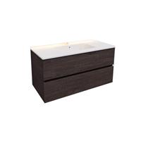 Boss & Wessing Badkamermeubel AQS Helsinki 100x46 cm Keramiek Midden Wood Dark Brown 2 Laden 