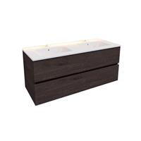 Boss & Wessing Badkamermeubel AQS Helsinki 120x46 cm Keramiek Dubbel Wood Dark Brown 2 Laden 